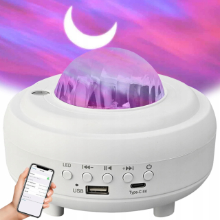 LED NOČNÁ LAMPA PROJEKTOR STARS PROJEKTOR SKY AURRA PROJEKTOR BLUETOOTH REPRODUKTOR